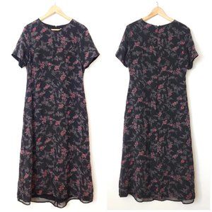 Vintage Pendleton Silk Floral Maxi Dress‎ Size 12 Whimsigoth Y2K Black Red